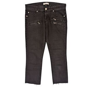 Pierre Balmain Designer Skinny Moto Zippers Washed Black Crop Jeans Men's 33x24